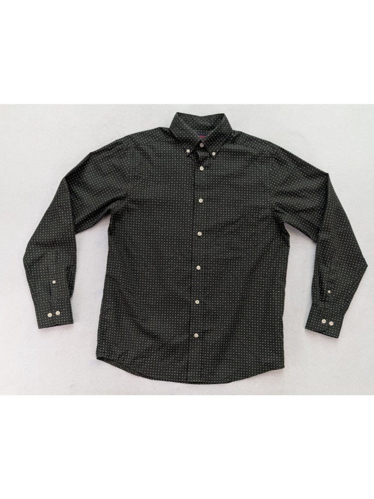 Travel Smart Roundtree & Yorke Men's Shirt Size S Green Print Button Down